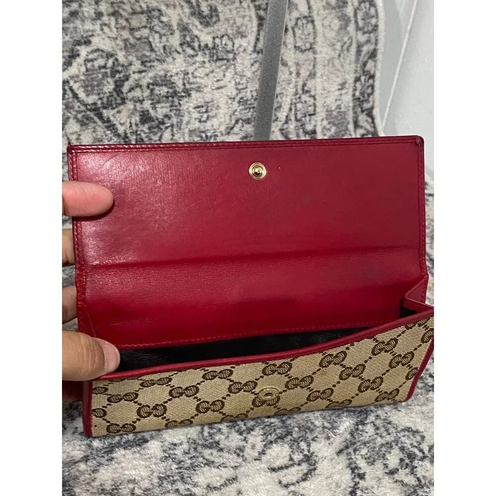 Gucci GG Monogram Lovely Heart Continental Bifold Wallet with Chain Strap - Picture 7 of 11
